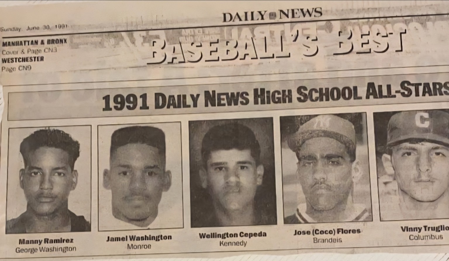 1991 Daily News High School All-Stars clipping featuring Jamel Washington