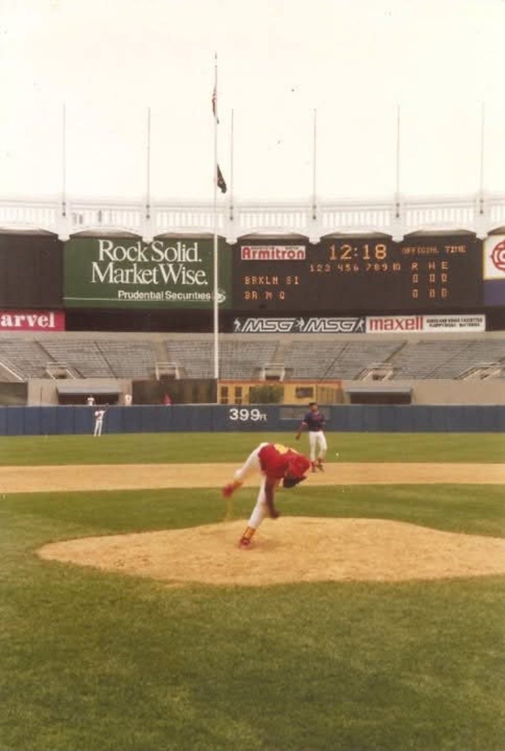 Jamel Washington pitching at Yankee Stadium during the 1991 U.S. Olympic Festival