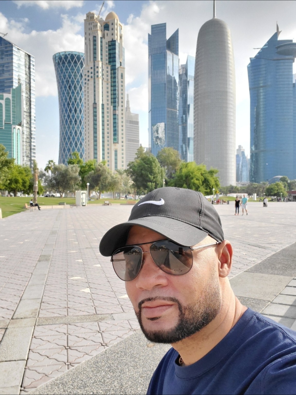 Jamel with the Doha skyline behind him
